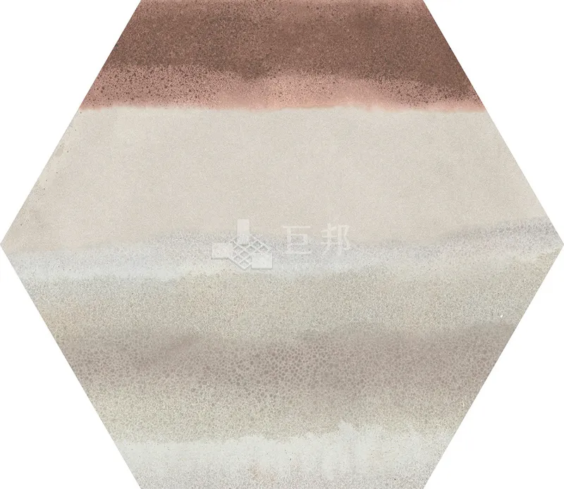CG水彩異想-紅白六角 - 單磚圖