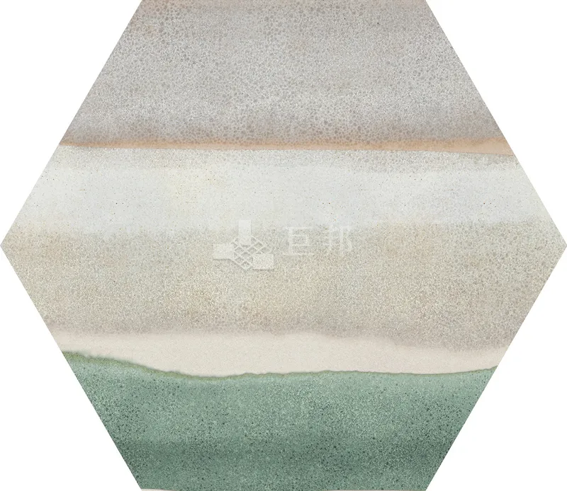 CG水彩異想-綠白六角 - 單磚圖