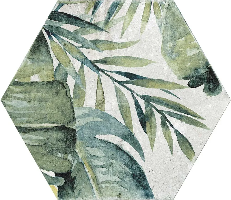 CG山林墨韻-樹影六角花磚 - 單磚圖